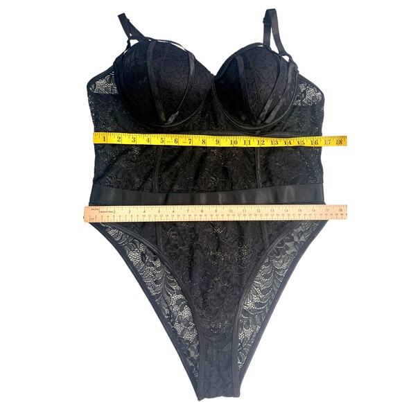 Fantasy Lingerie Moonlight Cage Lace Push Up Bra Teddy Snap Closure Black  1X/2X - Picture 9 of 12